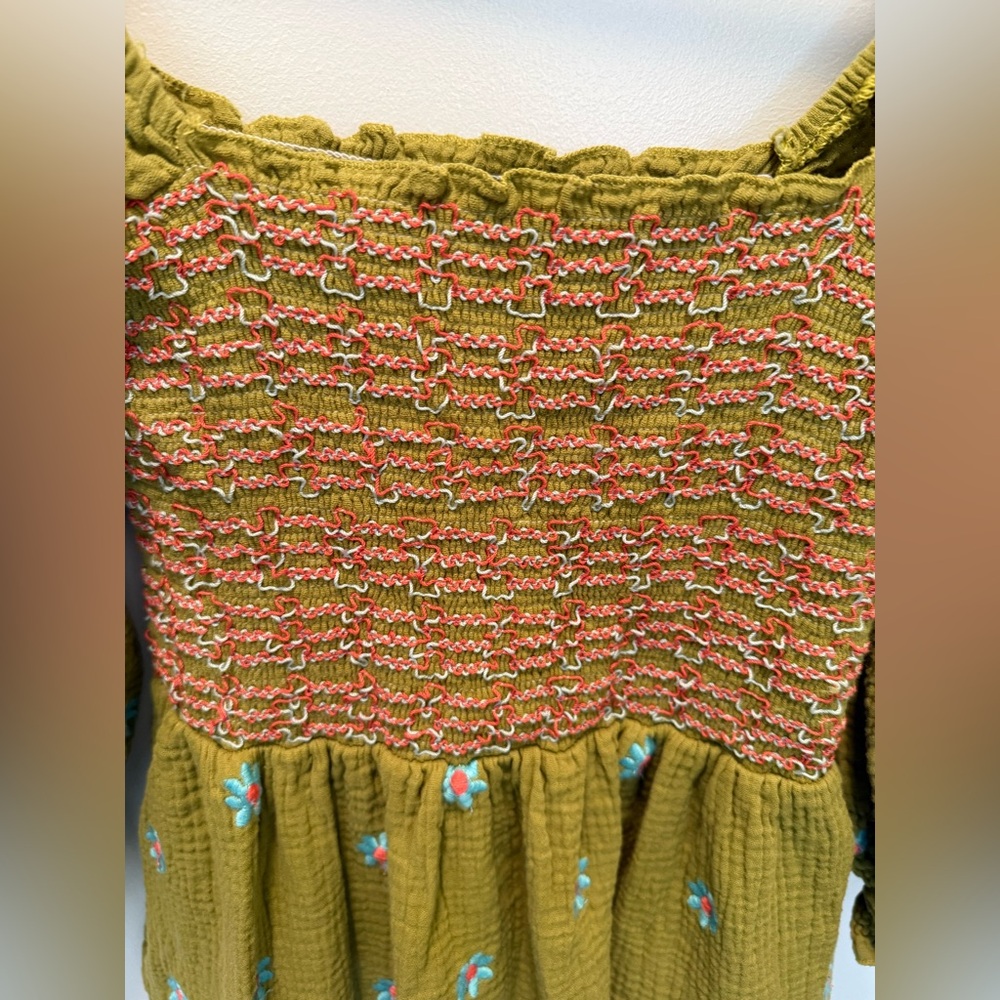 Amazon Floral Embroidered Balloon Sleeve Maxi Dress in Green - M - Picture 5 of 12